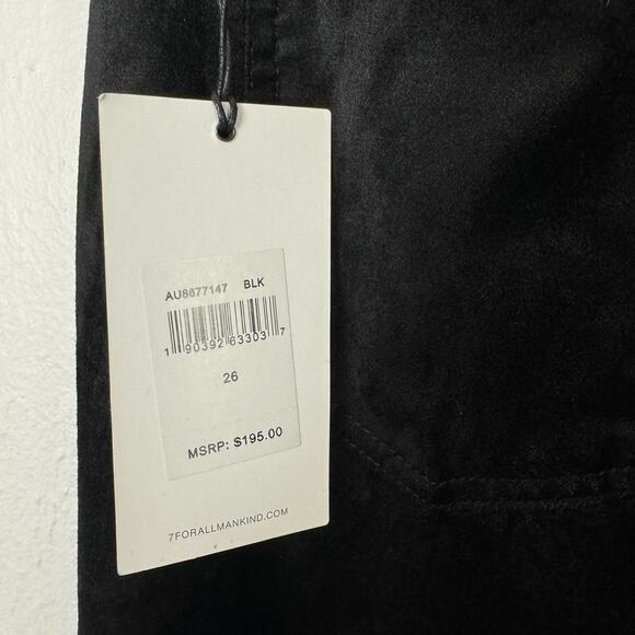 7 for all Mankind NWT Black Velvet High Waist Ankle Skinny Exposed Button Pants - Picture 5 of 9
